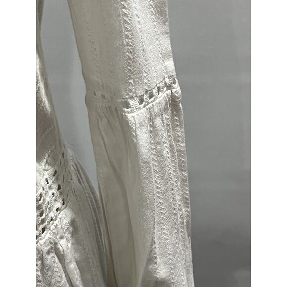 N/Nicholas White Eyelet Button Front Long Sleeve V-Neck Cotton Mini Dress Sz 4 - Picture 14 of 16